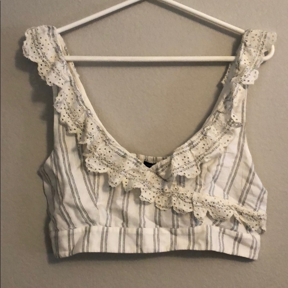 Pinstriped Crop Top with Ruffles!